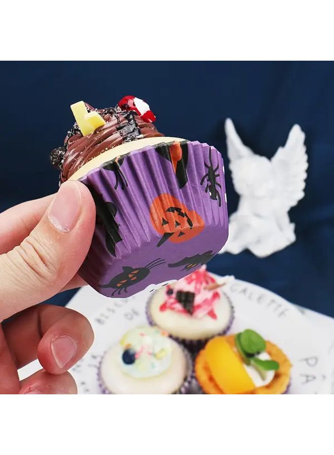 Polychrome Bat Pattern Paper Cups Set of 100 Greaseproof Cake Trays for Birthday Party - Image 5